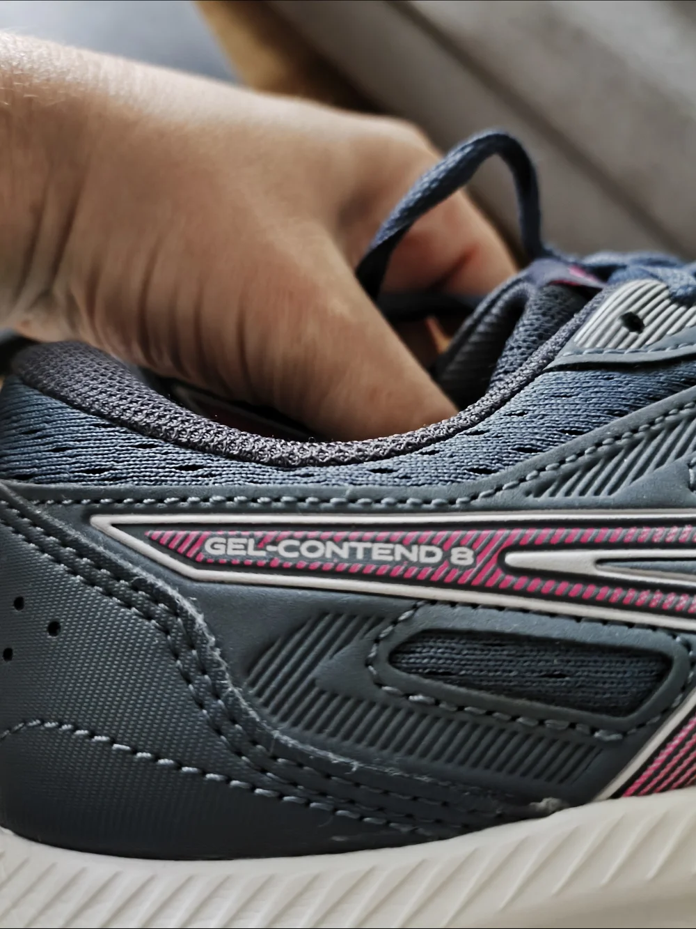 ASICS Women's Blue Running Sneakers with Pink Accent
